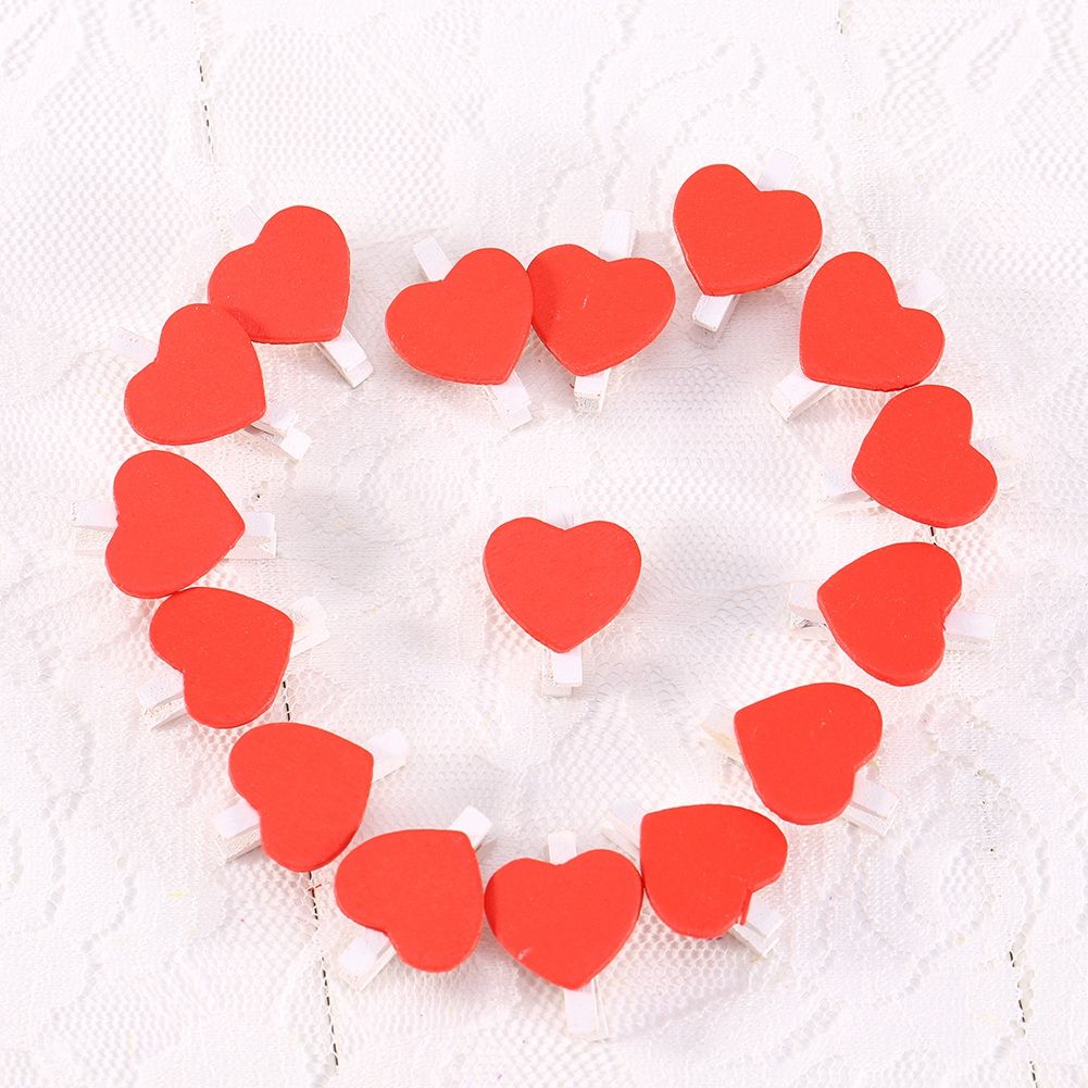 Heart Wooden Pegs Pins Memo Picture Photo Clips Wedding Xmas Party Decoration SS