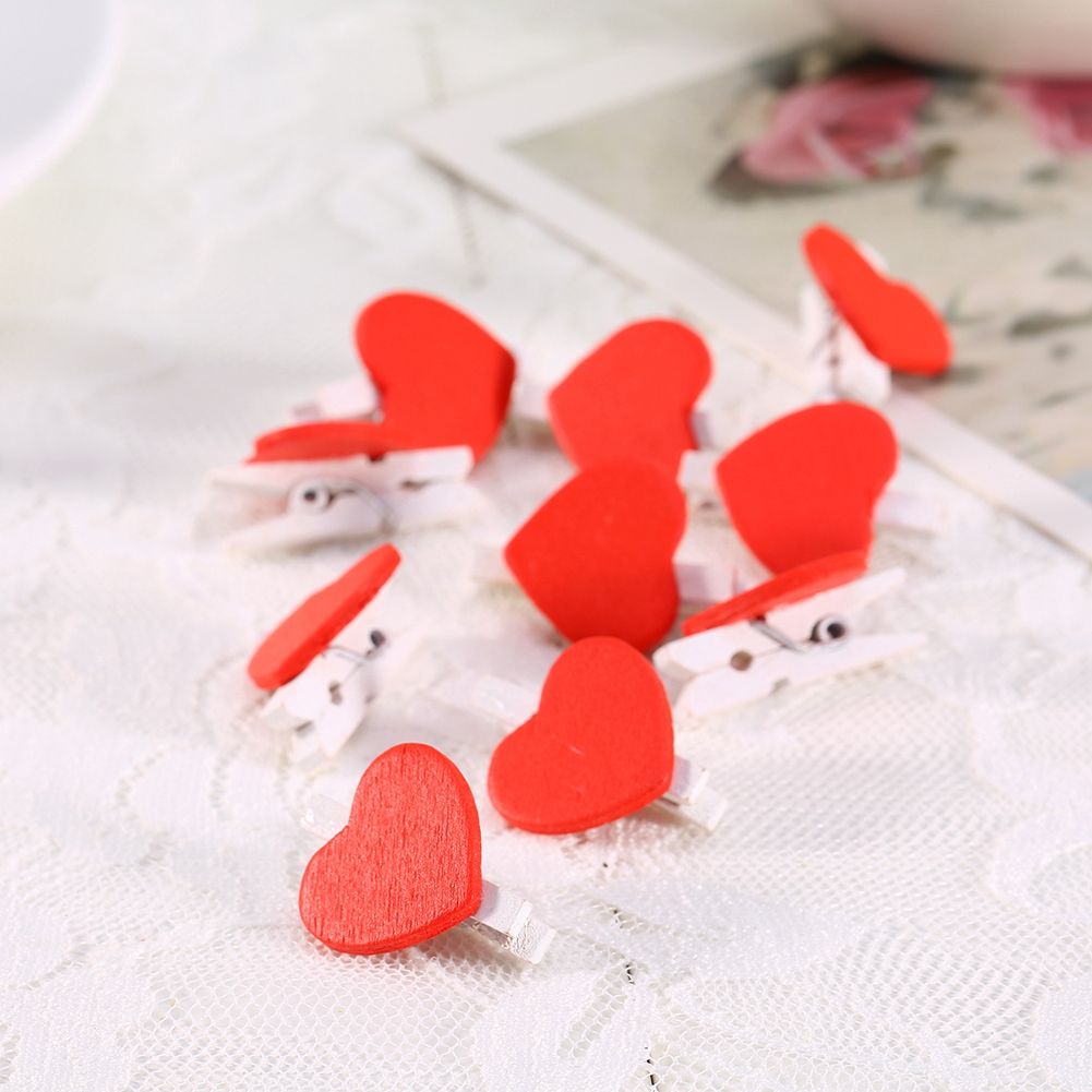 Heart Wooden Pegs Pins Memo Picture Photo Clips Wedding Xmas Party Decoration SS