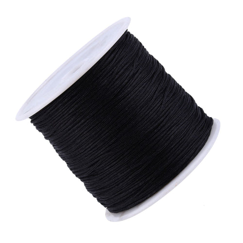 100M x 0.8mm Nylon Chinese Knot Cord Rattail Macrame Shamballa Thread String Black