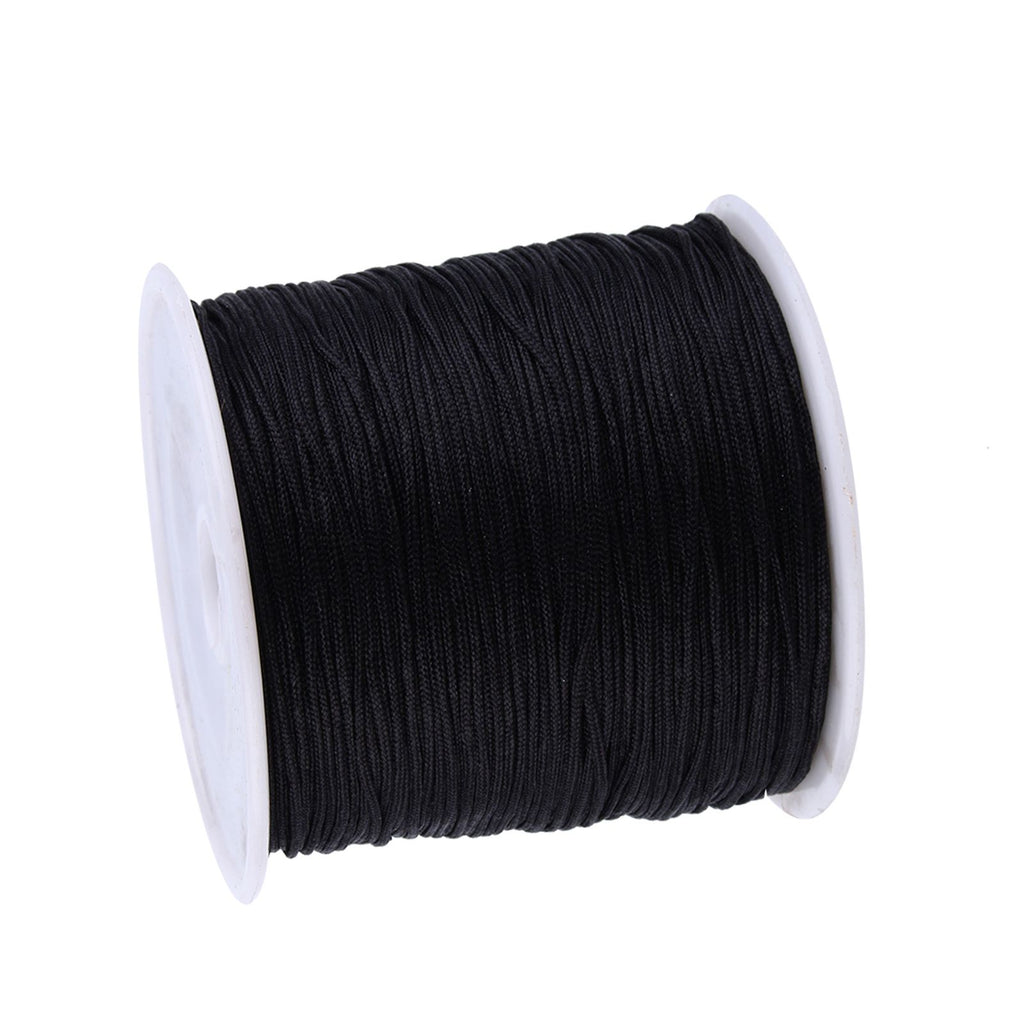 100M x 0.8mm Nylon Chinese Knot Cord Rattail Macrame Shamballa Thread String Black