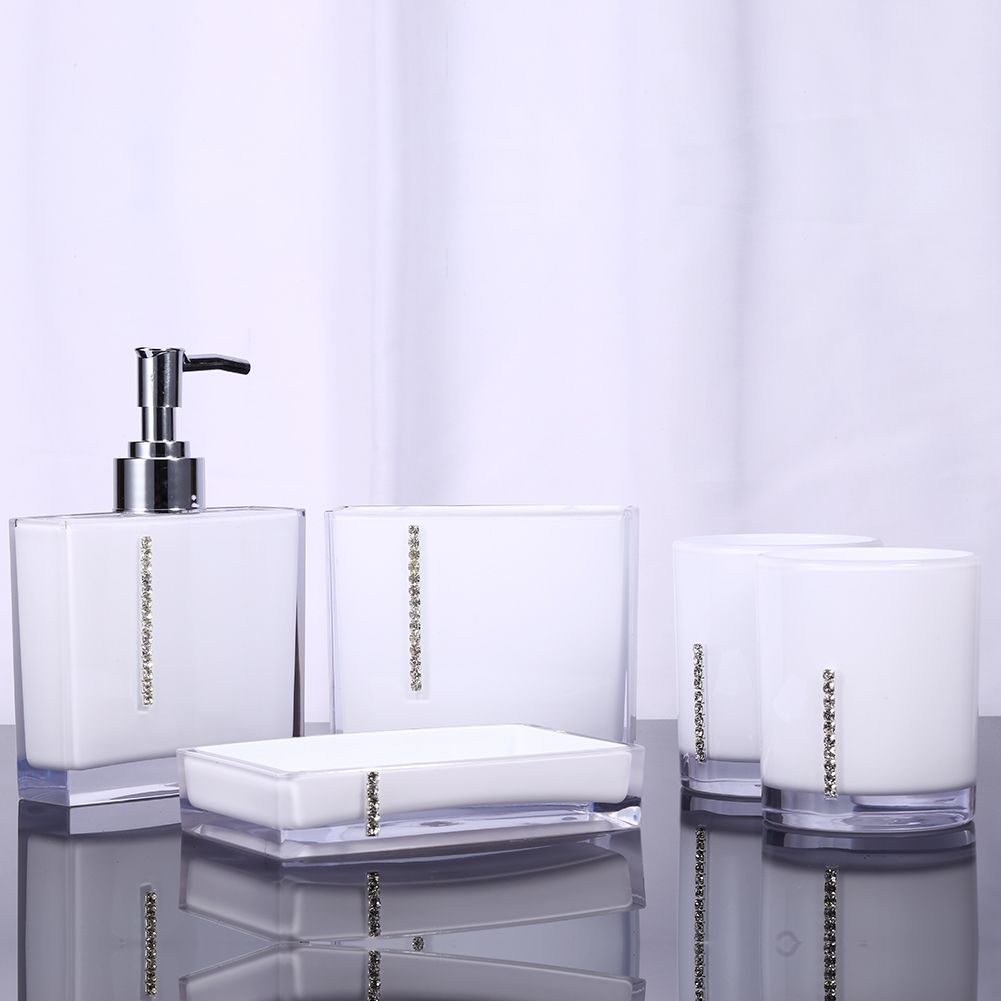 5PCS Suit Acrylic Bathroom Accessories Set Bath Cup Toothbrush Holder Soap Dish