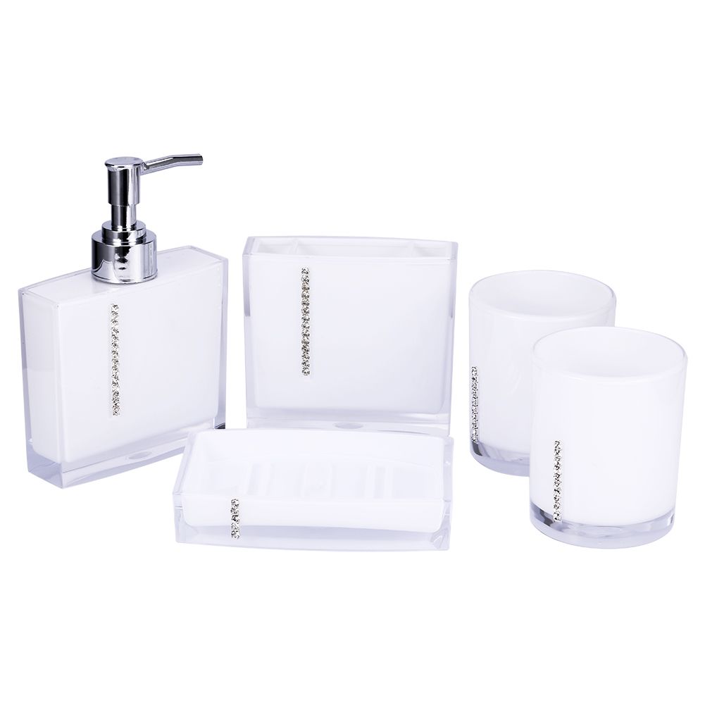 5PCS Suit Acrylic Bathroom Accessories Set Bath Cup Toothbrush Holder Soap Dish