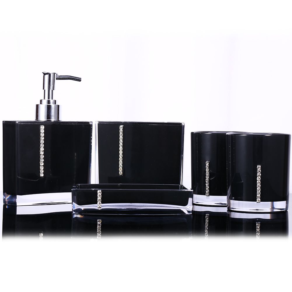 5PC/Set Acrylic Bathroom Accessories Bath Cup Bottle Toothbrush Holder Soap Dish