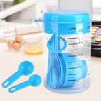 7Pcs Set Plastic Measuring Cups Spoons Measure Tea Coffee Kitchen Utensil Blue