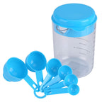 7Pcs Set Plastic Measuring Cups Spoons Measure Tea Coffee Kitchen Utensil Blue