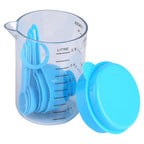 7Pcs Set Plastic Measuring Cups Spoons Measure Tea Coffee Kitchen Utensil Blue