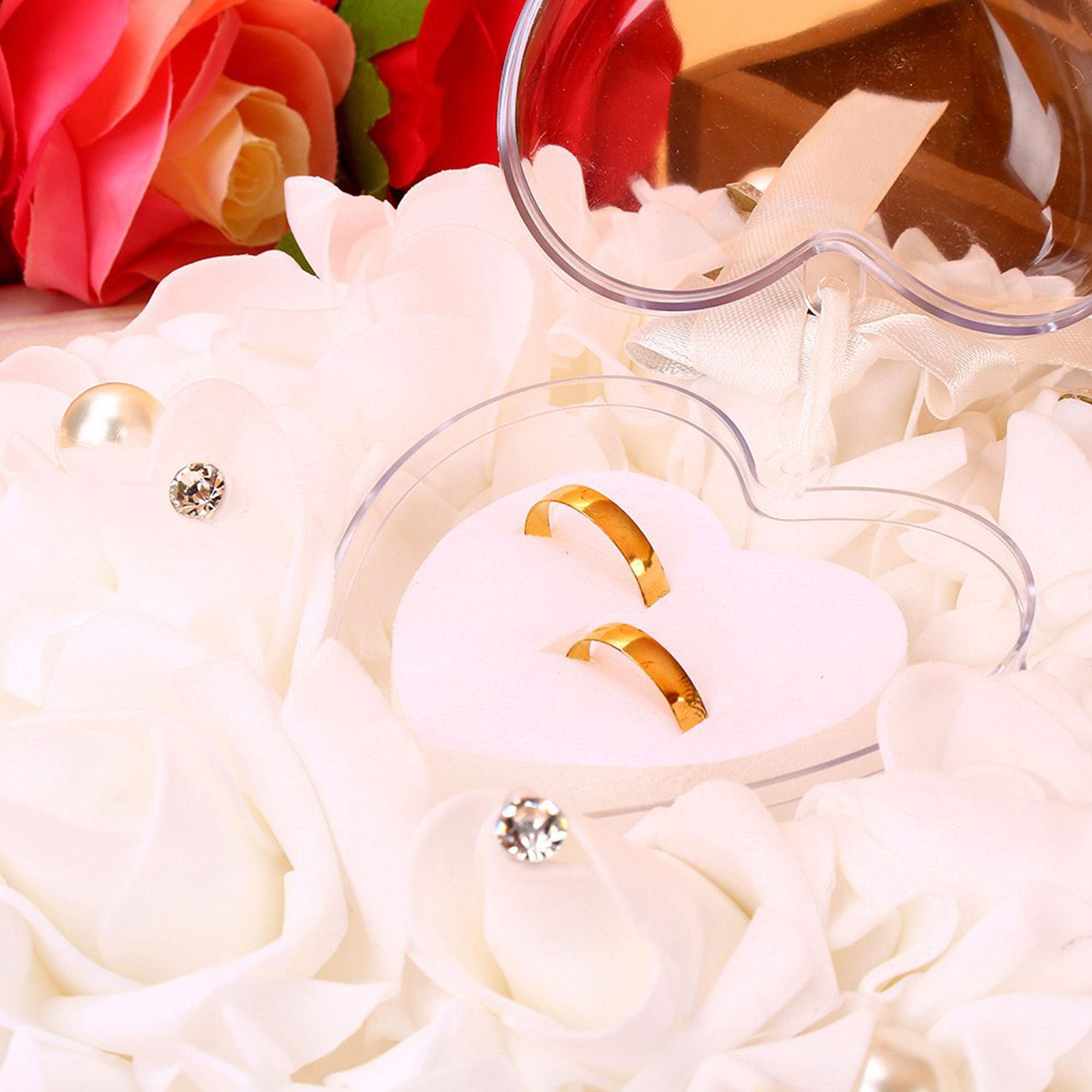 Romantic Rose Wedding Favors Heart Pearl Gift Ring Box Pillow Cushion