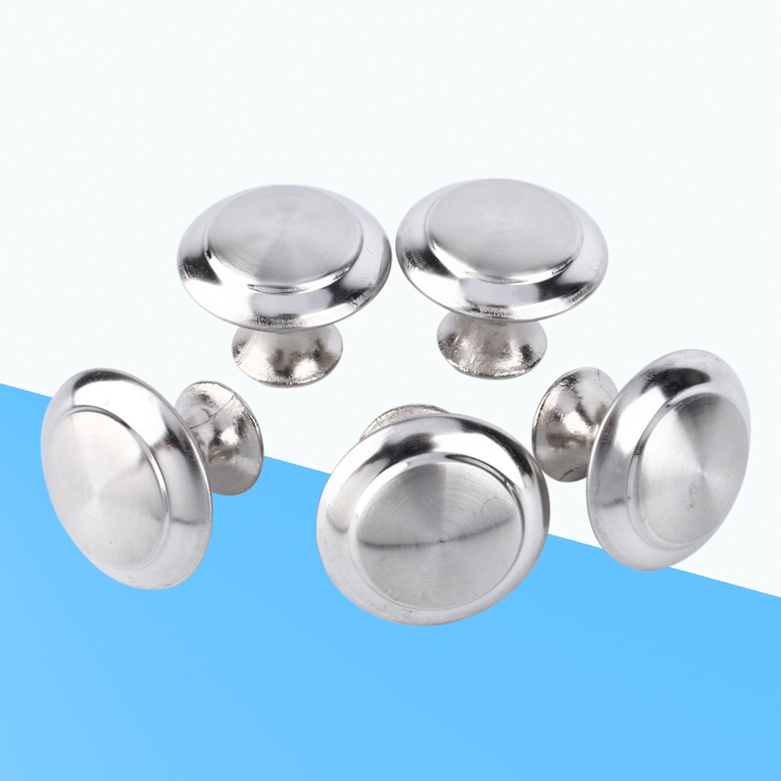 10Pcs Round Stainless Steel Cabinet Knobs Drawer Handles Cupboard Accessories