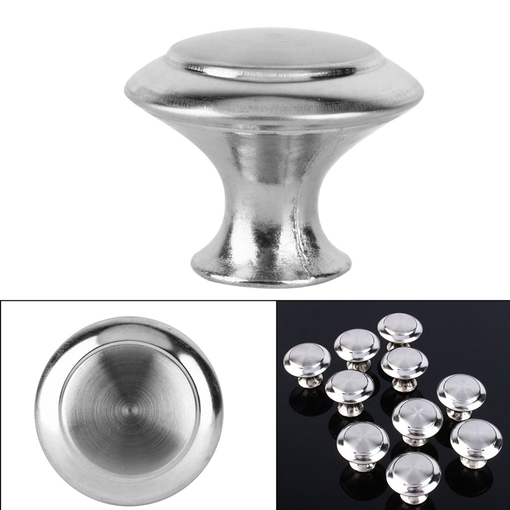 10Pcs Round Stainless Steel Cabinet Knobs Drawer Handles Cupboard Accessories