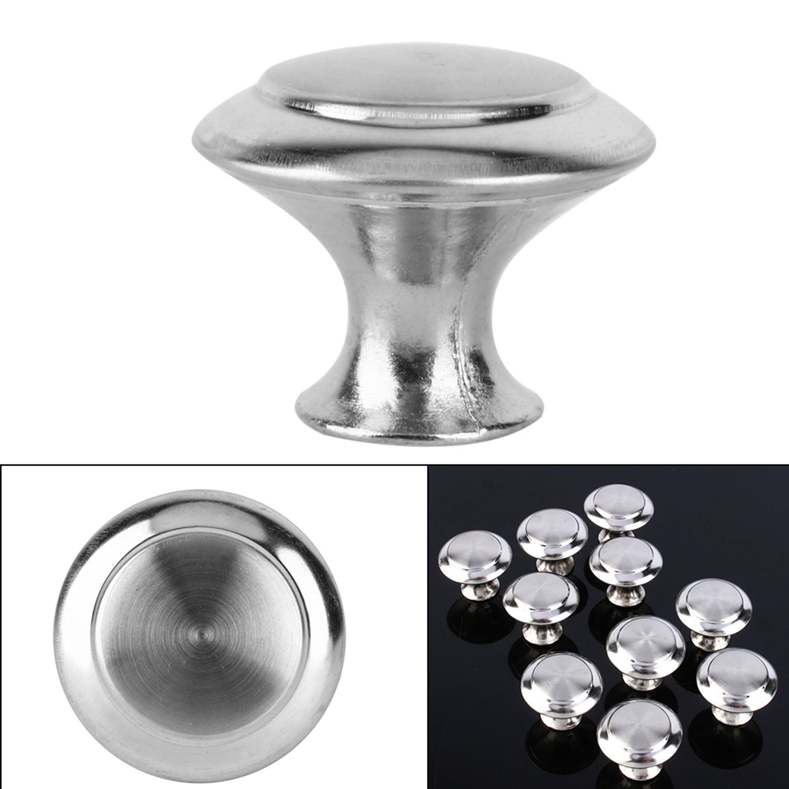 10Pcs Round Stainless Steel Cabinet Knobs Drawer Handles Cupboard Accessories