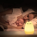 Children Night Light, EECOO Cute Cat Lamp Soft Silicone Sensitive Tap Control Decompression Toy