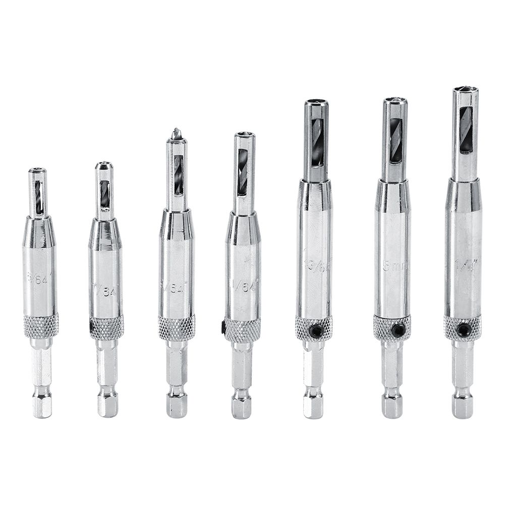7 Sizes Hole Saw Centering Hinge Twisted Drill Bits DIY Woodwork Reaming Cabinet Tools