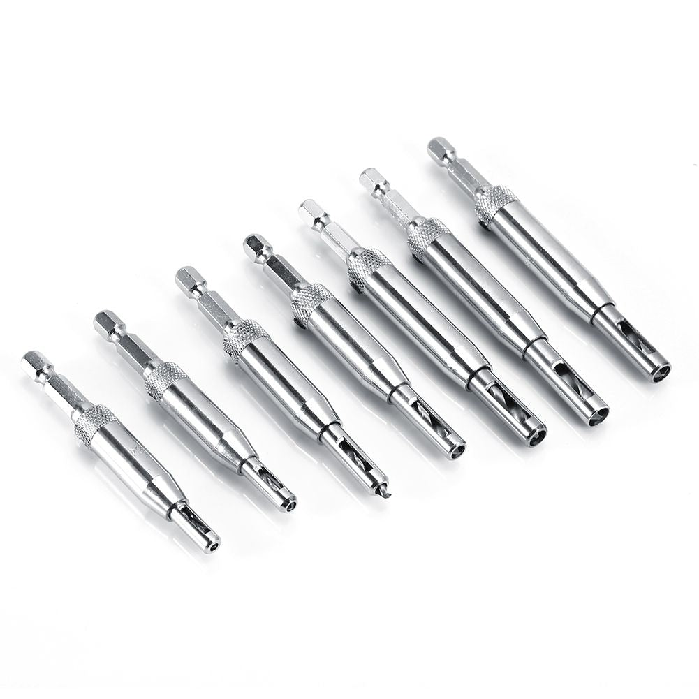 7 Sizes Hole Saw Centering Hinge Twisted Drill Bits DIY Woodwork Reaming Cabinet Tools