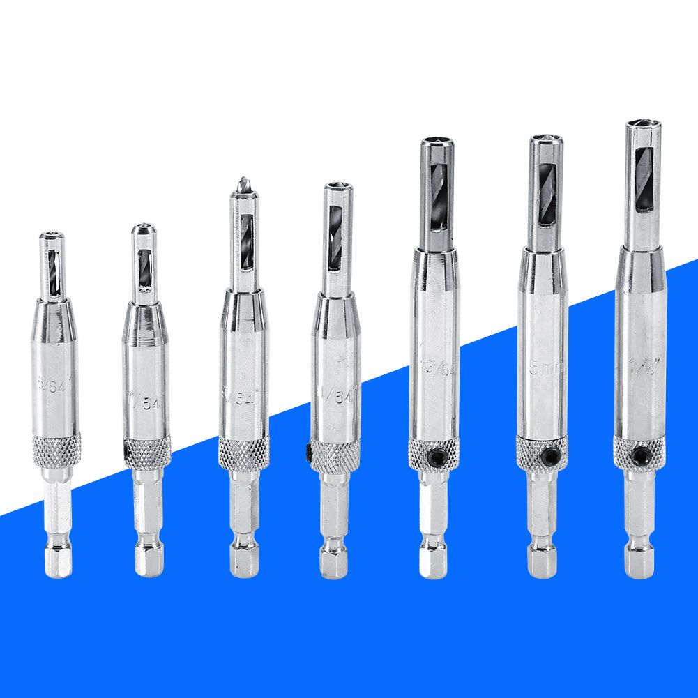 7 Sizes Hole Saw Centering Hinge Twisted Drill Bits DIY Woodwork Reaming Cabinet Tools