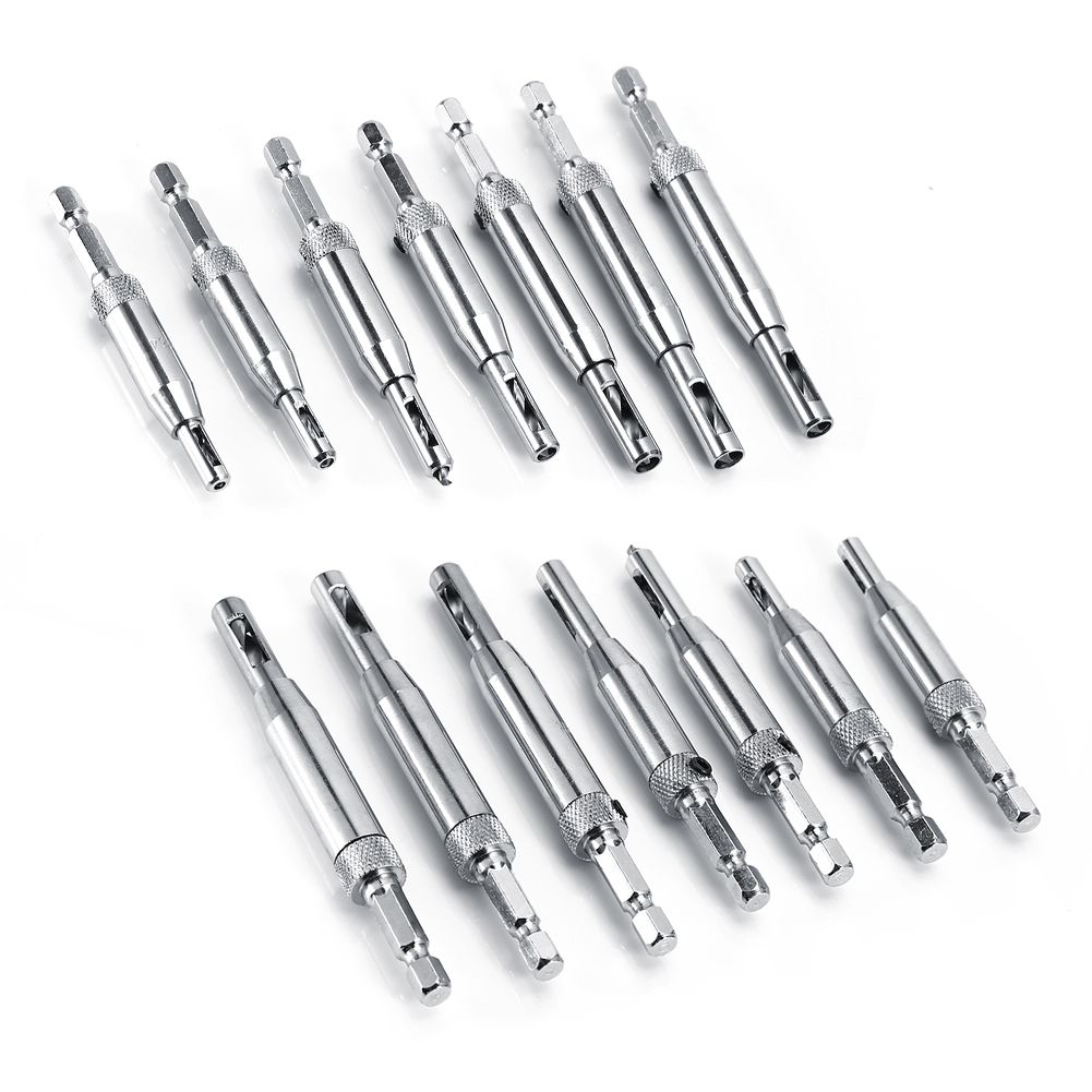 7 Sizes Hole Saw Centering Hinge Twisted Drill Bits DIY Woodwork Reaming Cabinet Tools