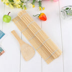 DIY Sushi Rolling Maker Roller Bamboo Material Mat Maker And A Rice Paddle Set