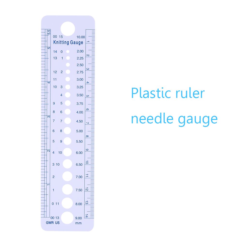 Plastic Knitting Needle Gauge Ruler Inch cm Sewing Tools US UK Canada Sizes 2-10mm