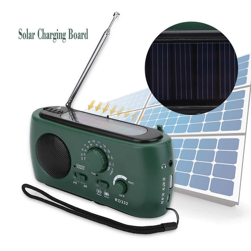 Solar Hand Crank AM/FM Radio with LED Flashlight Emergency Phone Charger