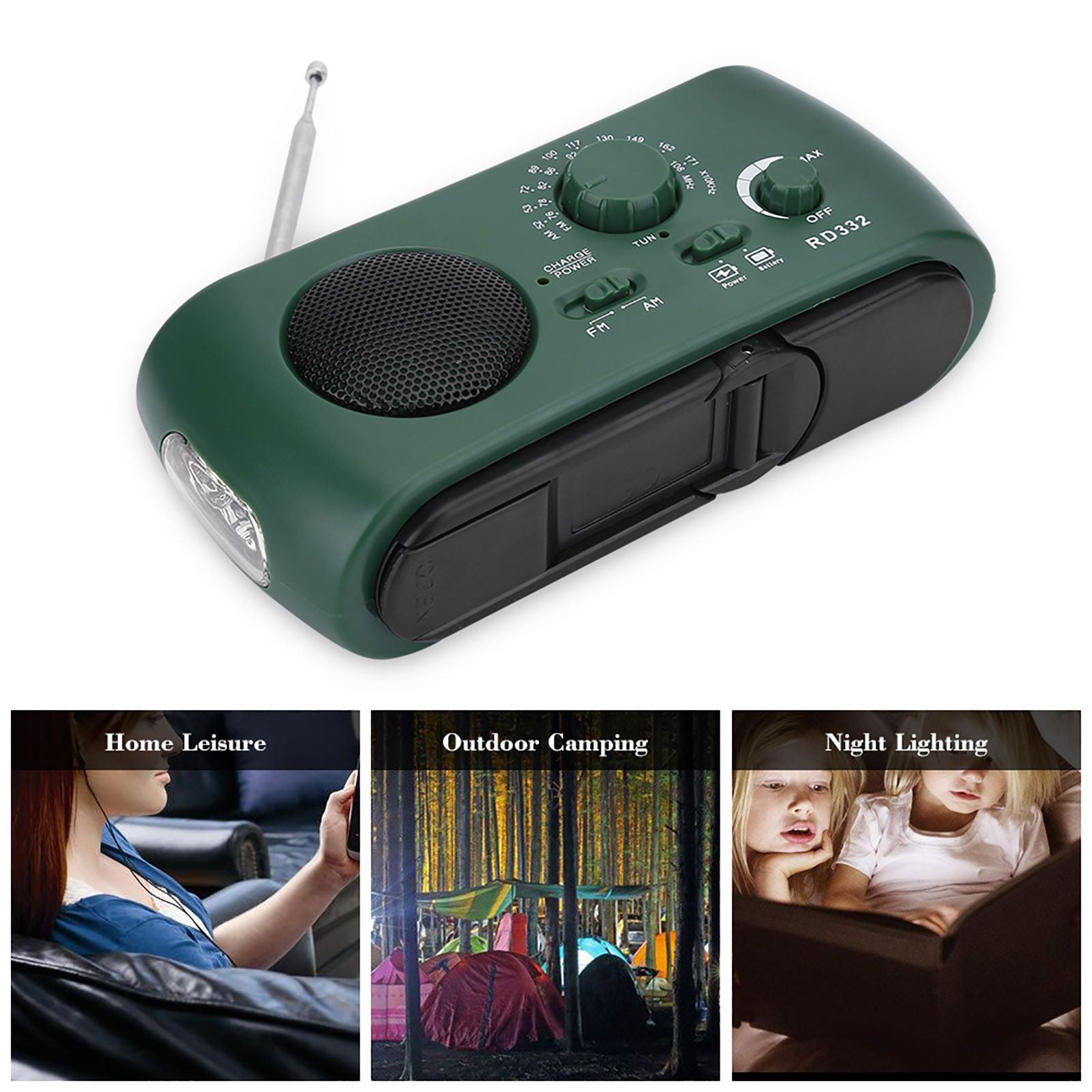Solar Hand Crank AM/FM Radio with LED Flashlight Emergency Phone Charger