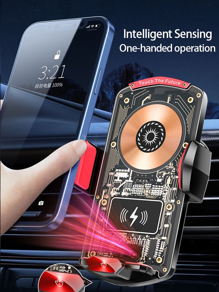 A6 Magnetic Dual Mode Wireless Car Charger Mount for iPhone Samsung Android Phones，black