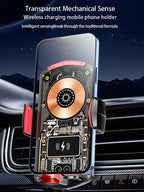 A6 Magnetic Dual Mode Wireless Car Charger Mount for iPhone Samsung Android Phones，orange