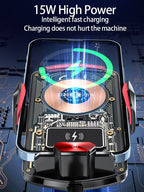A6 Magnetic Dual Mode Wireless Car Charger Mount for iPhone Samsung Android Phones，orange