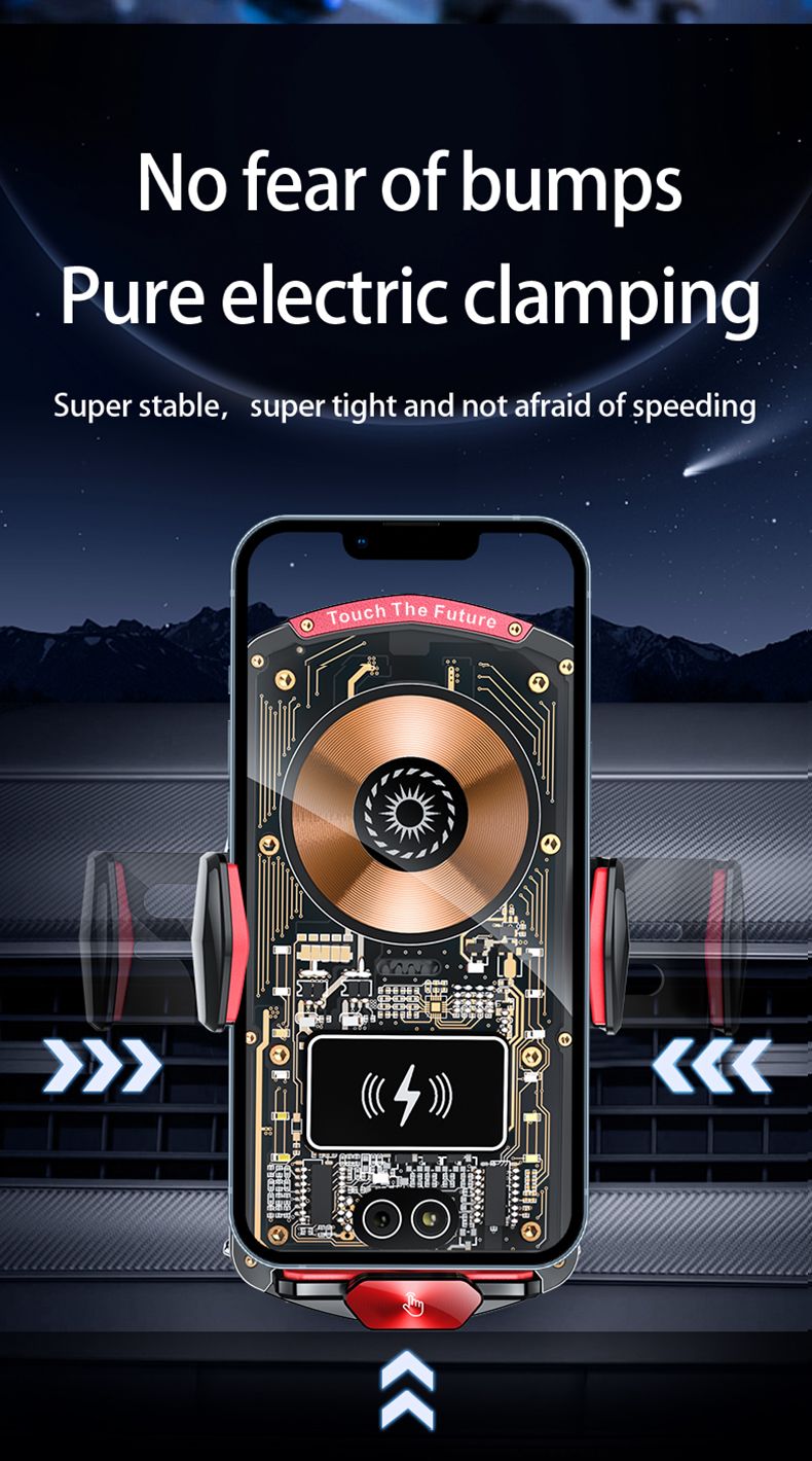 A6 Magnetic Dual Mode Wireless Car Charger Mount for iPhone Samsung Android Phones，orange