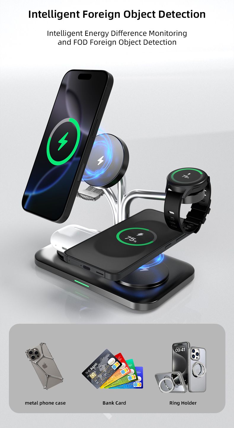 OC22 5-in-1 Wireless Charging Stand Multi Device Fast Charging Dock，black
