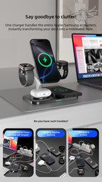 OC22 5-in-1 Wireless Charging Stand Multi Device Fast Charging Dock，white