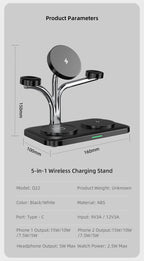 OC22 5-in-1 Wireless Charging Stand Multi Device Fast Charging Dock，white
