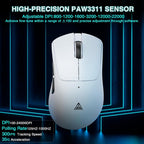 SOLAKAKA SM805 Tri-Mode Lightweight Wireless Gaming Mouse, 24000 DPI with Two Side Buttons，white