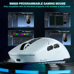 SOLAKAKA SM820 Wireless Gaming Mouse with RGB Charging Dock,24000 DPI Tri-Modes Wireless Mouse，white