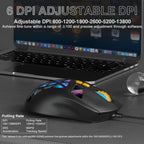 SOLAKAKA SM901 Gaming Mouse,13800DPI RGB Mouse with Programmable Buttons,53g Lightweight Wired Mouses for Gamer,Black