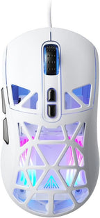 SOLAKAKA SM901 Gaming Mouse,13800DPI RGB Mouse with Programmable Buttons,53g Lightweight Wired Mouses for Gamer,white