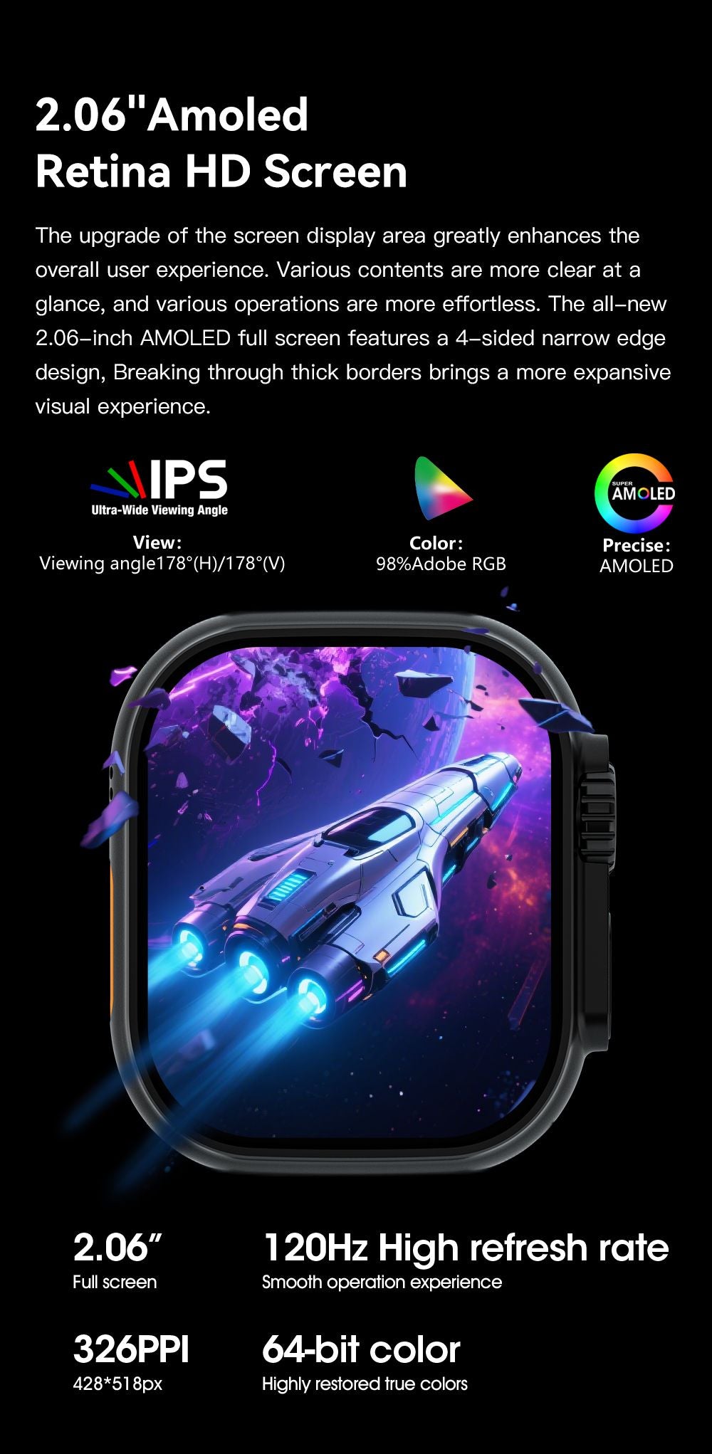 U4A Smart Watch, Bluetooth Calling Fitness Smartwatch, black
