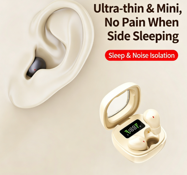 Y19 Mini Hidden Sleep Wireless Bluetooth Earbuds with LED Digital Display，green
