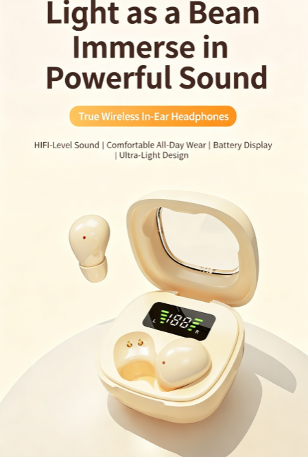 Y19 Mini Hidden Sleep Wireless Bluetooth Earbuds with LED Digital Display，green