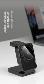 YF3 25W Foldable Rotatable Wireless Charger 3 in 1 Multi Device Charging Dock，black