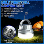 Portable Camping Light Waterproof USB Solar Charging 1500mah 3-Speed Adjustable Gray