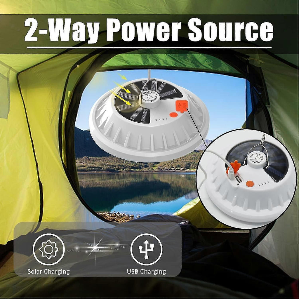 Led Solar Camping Lantern  Portable Waterproof Solar Usb Rechargeable With Remote Control Power Bank Flashlight Survival Kits For Indoor Outdoor Home