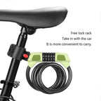 Bike Lock Cable 5Digits Resettable Combination Cable Lock, Bicycles Code Lock - Black
