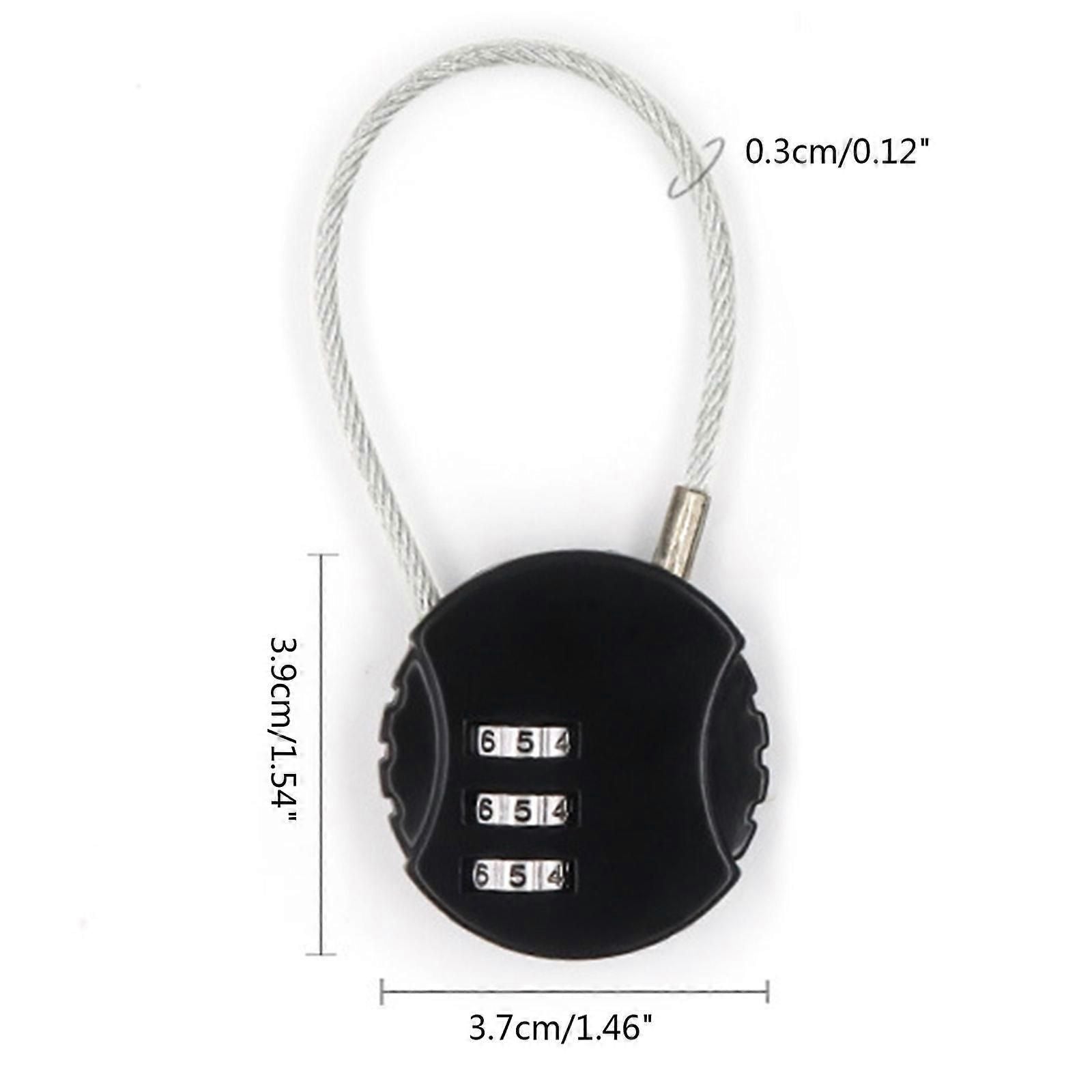 Resettable Travel Cable Lock 3Digit Helmet Lock Multipurpose Electric Bicycle Lock Suitcase Luggage Lock Code Lock Cable -Black