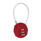 Resettable Travel Cable Lock 3Digit Helmet Lock Multipurpose Electric Bicycle Lock Suitcase Luggage Lock Code Lock Cable -Red