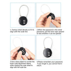 Resettable Travel Cable Lock 3Digit Helmet Lock Multipurpose Electric Bicycle Lock Suitcase Luggage Lock Code Lock Cable -Red