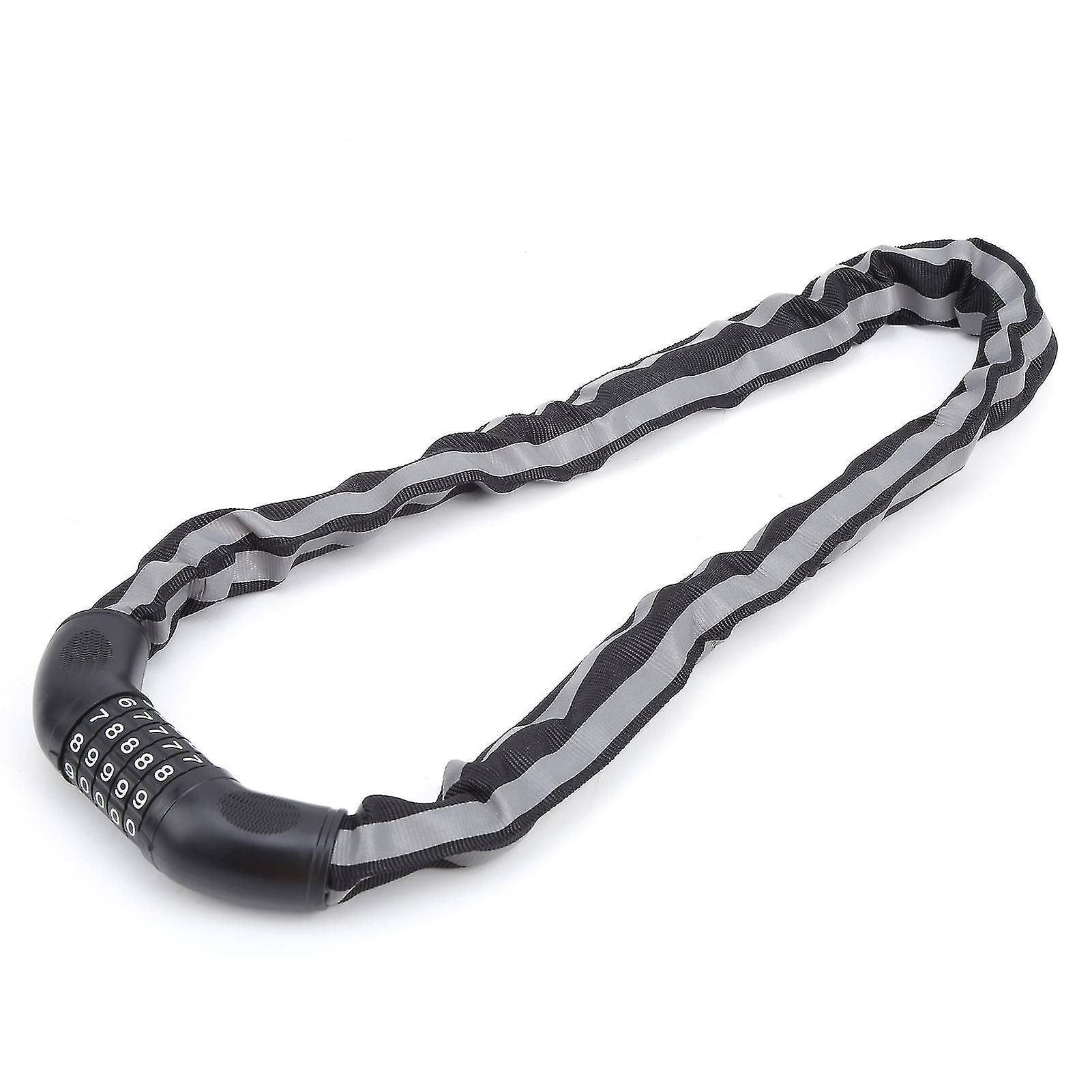 Reflective Black Keyless Bike Antitheft Coded Lock - Five Password Bicycle Cable Lock