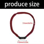 Portable 5-Digit Combination Bike Chain Lock, Keyless Anti-Theft Security Lock for Bicycle, Mountain Bike, Scooter and Motorcycle - Red