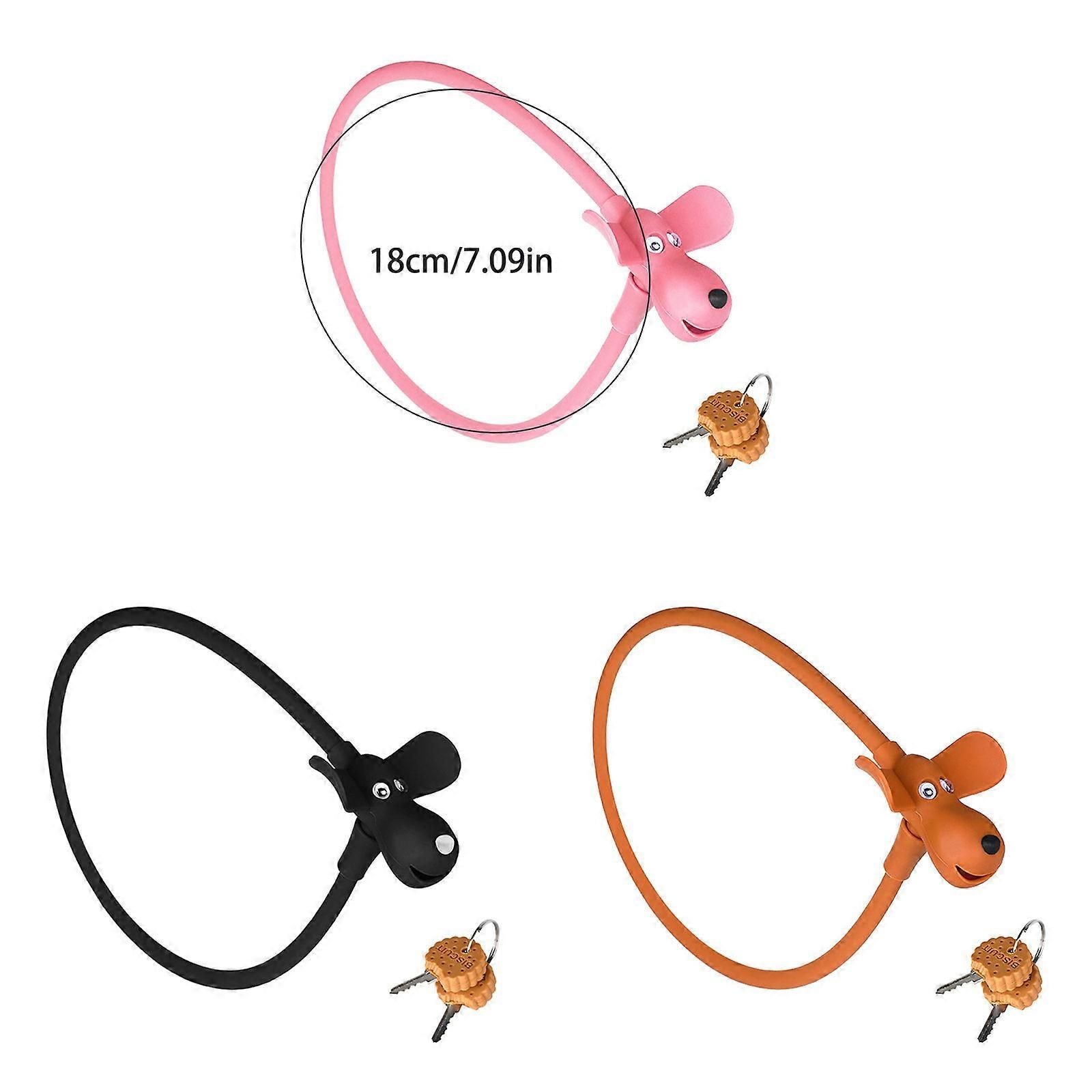 Portable Bike Cable Lock with Silicone Cover, Lightweight Anti-Theft Bicycle Security Lock, Cookie Dog Design - Pink