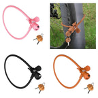 Portable Bike Cable Lock with Silicone Cover, Lightweight Anti-Theft Bicycle Security Lock, Cookie Dog Design - Brown