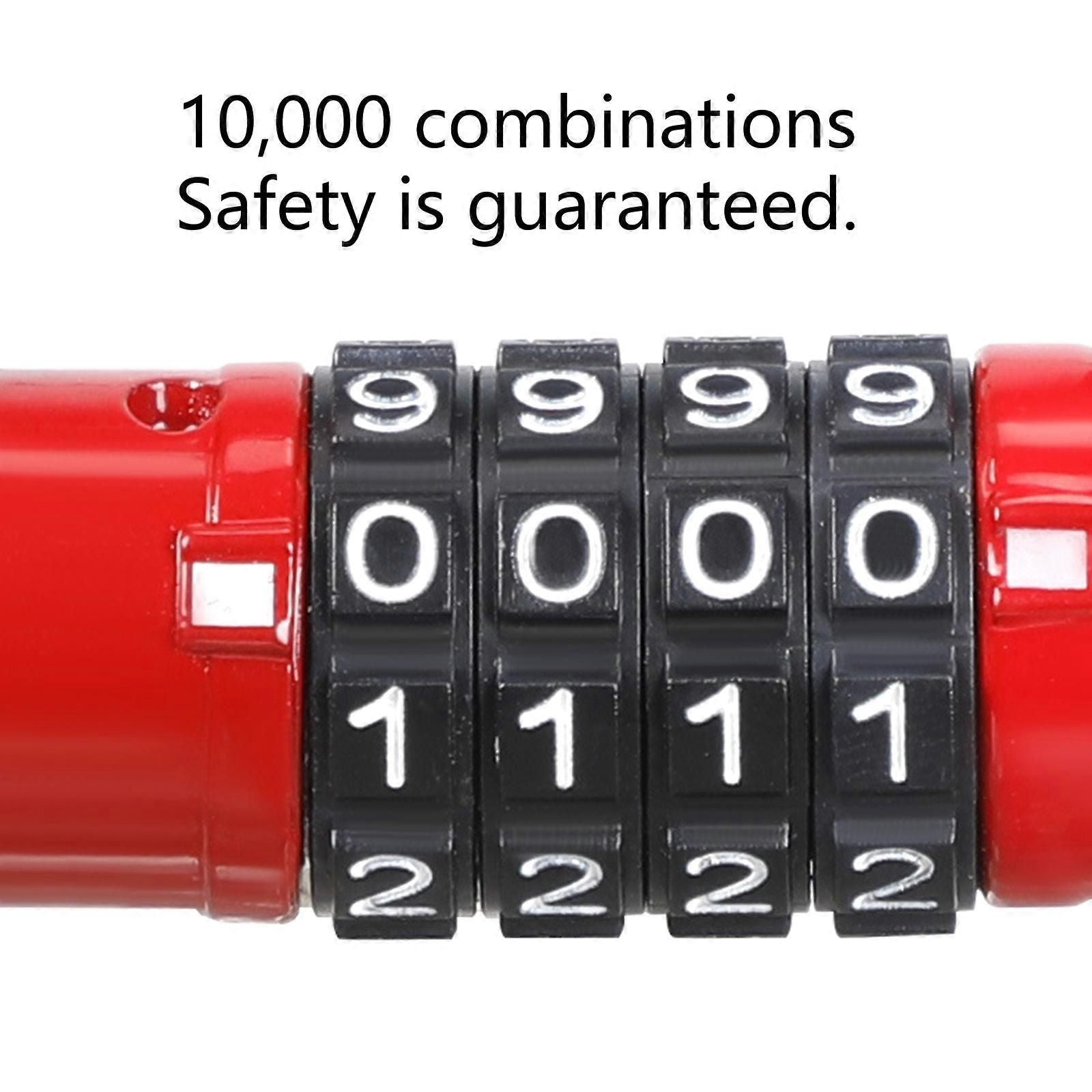 Durability Bike Lock Rusts Resistant Bicycles Lock Multifunction 4 Digits Lock for Bicycles Electric Bike - Black
