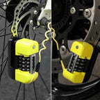 4-Digit Combination Disc Brake Lock, Portable Anti-Theft Security Lock for Motorcycle, Bicycle and Scooter - Yellow